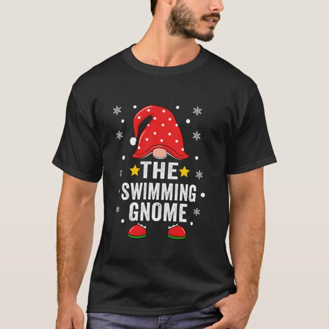 Swimming Gnome Christmas Family Pajamas Matching S T-Shirt (Vorderseite)