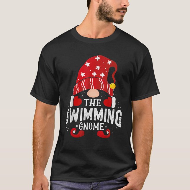 Swimming Gnome Matching Christmas PJS For Family  T-Shirt (Vorderseite)
