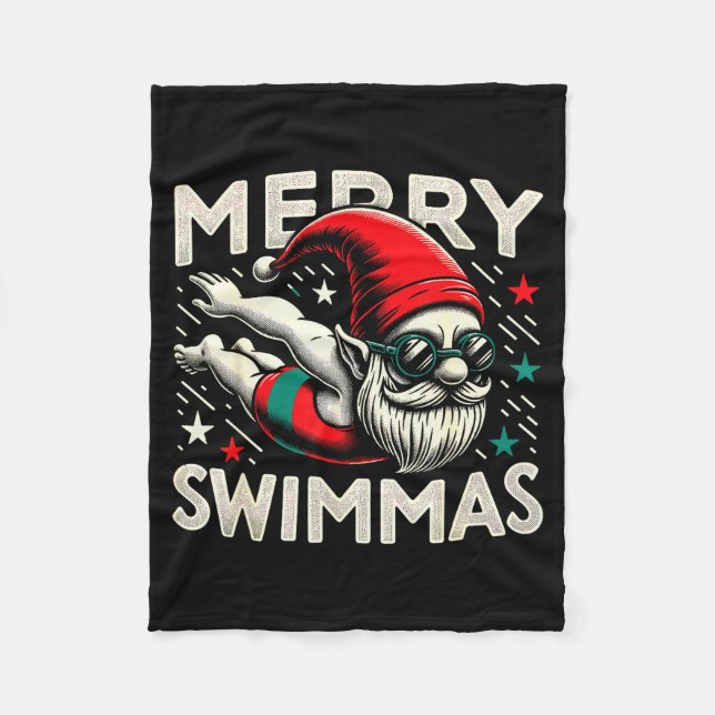 Swimming Gnome, Merry Swimmas, Swimmer Christmas  Fleecedecke (Vorderseite)