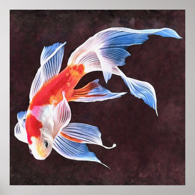 Swimming Goldfish Realistic Fine Art Poster (Vorne)