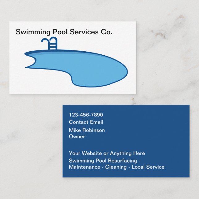Swimming Pool Modern Business Cards Visitenkarte (Vorne/Hinten)