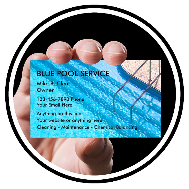 Swimming Pool Service Business Cards Visitenkarte (Von Creator hochgeladen)