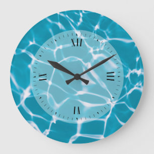 Swimming pool water reflection große wanduhr