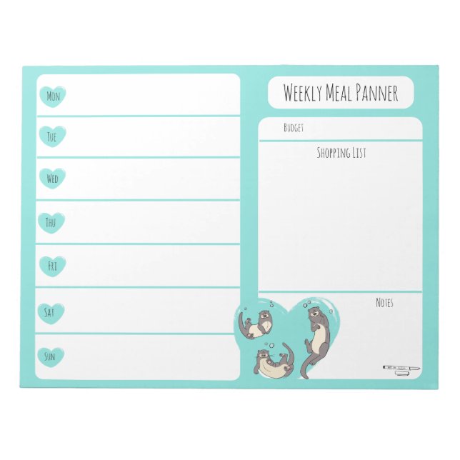 Swimming River Otter Weekly Meal Planer Notizblock (Vorderseite)