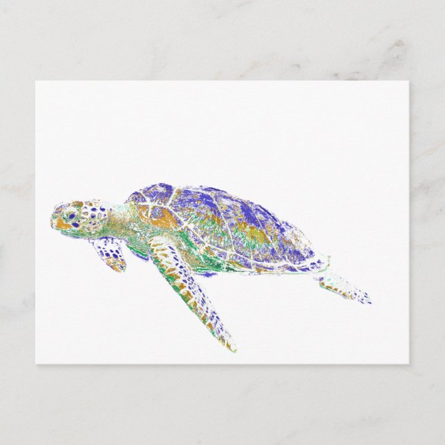 Swimming Sea Turtle Moderne Kunst Postkarte (Vorderseite)