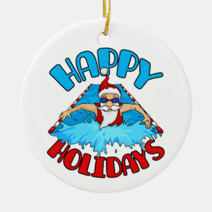Swimming Weihnachtsurlaub Der Weihnachtsmann schwi Keramik Ornament