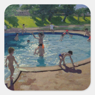 Swimmingpool 1999 quadratischer aufkleber