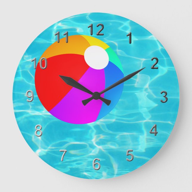 Swimmingpool-Wasserball Große Wanduhr (Vorderseite)