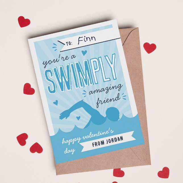Swimply Amazing | Swim Valentine's Day Card Einladung (Von Creator hochgeladen)