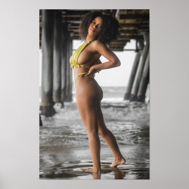 Swimsuit Model Posing Under A Pier Poster (Vorne)
