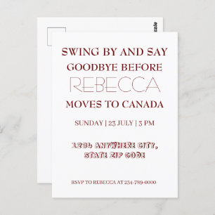 Swing By and Say Goodbye geht weg Abarewell Party Postkarte