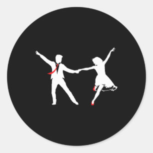 Swing Dance Couple - Dance School Swing Dance Swan Runder Aufkleber