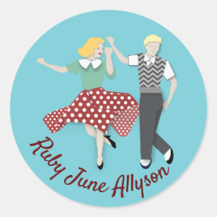 Swing Dance Couple Runder Aufkleber