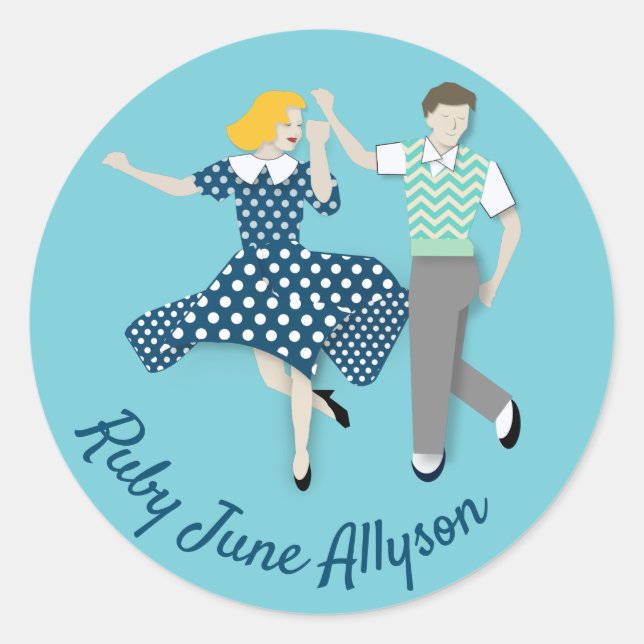 Swing Dance Couple Runder Aufkleber (Vorderseite)