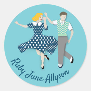 Swing Dance Couple Runder Aufkleber