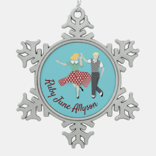 Swing Dance Schneeflocken Zinn-Ornament