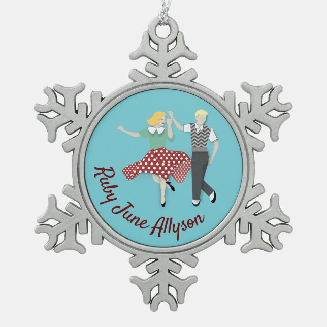 Swing Dance Schneeflocken Zinn-Ornament (Vorderseite)