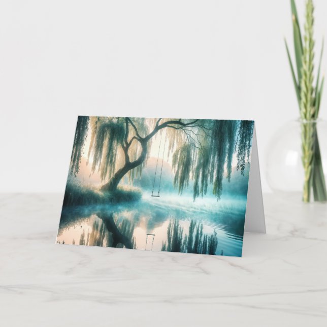 Swing, der von einem Baum abgeht, der an dich denk Karte (Vorderseite)