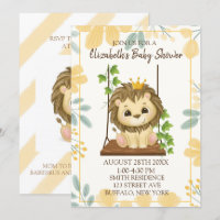 Swing Flora Prince Lion Boy Baby Dusche Einladung