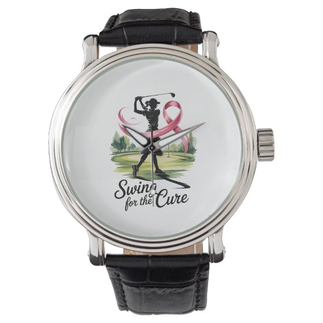 Swing for Cure Golf Breast Cancer Armbanduhr (Vorderseite)