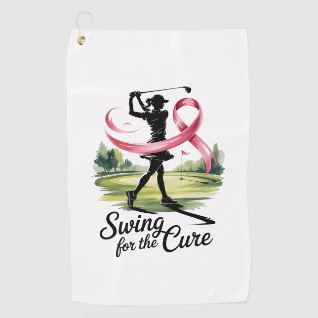 Swing for Cure Golf Breast Cancer Golfhandtuch (Vorderseite)
