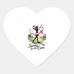 Swing for Cure Golf Breast Cancer Herz-Aufkleber
