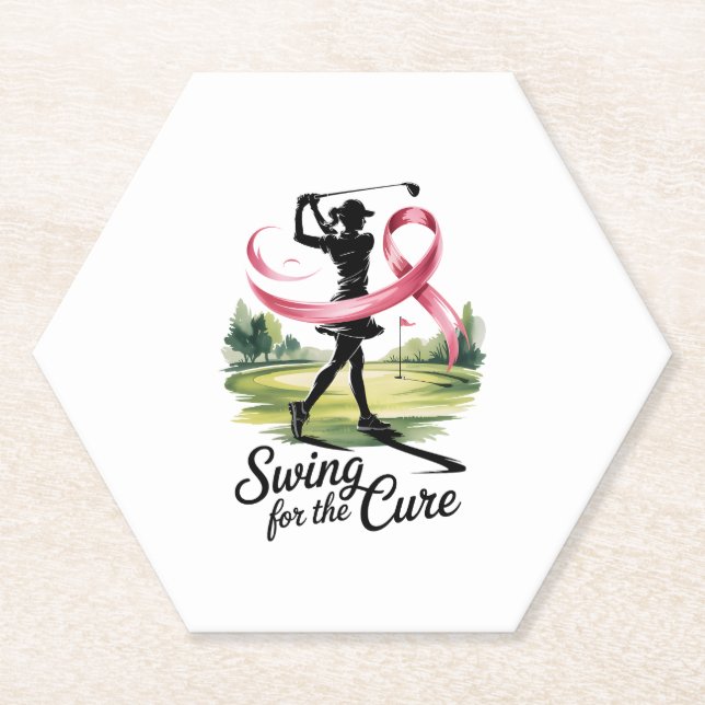 Swing for Cure Golf Breast Cancer Untersetzer (Vorderseite)