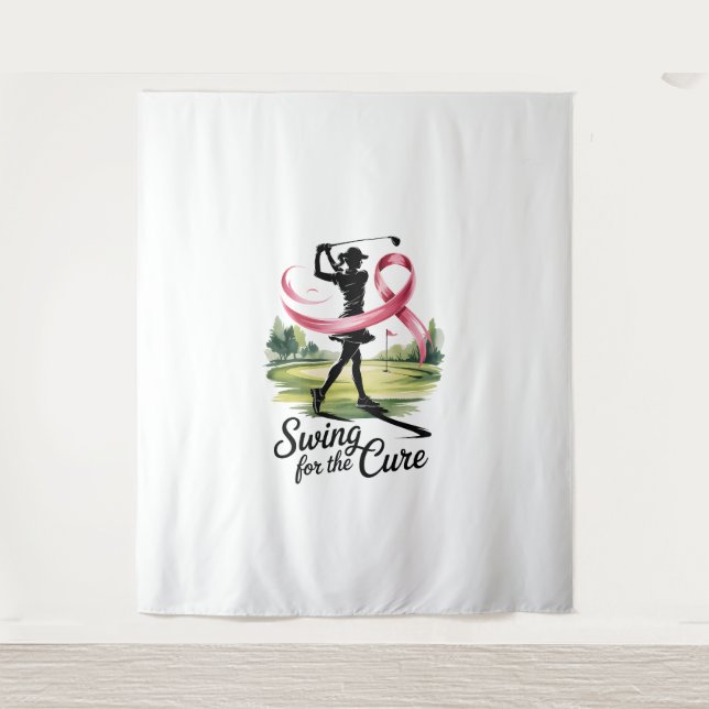 Swing for Cure Golf Breast Cancer Wandteppich (Vorderseite)