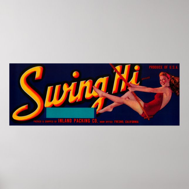 Swing Hi Peach LabelFresno, CA Poster (Vorne)