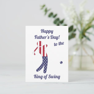 Swing King   American Flag Golf- Vatertag Postkarte
