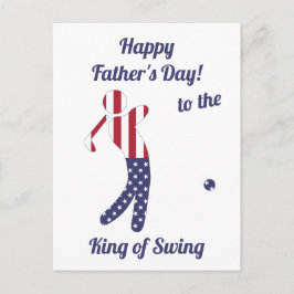 Swing King | American Flag Golf- Vatertag Postkarte