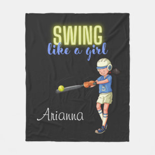 Swing Like A Girl Softball Fleecedecke