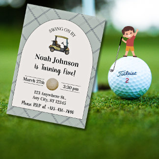 Swing on by Boy's 5. Geburtstag Par-tee Golf Einladung
