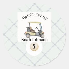 Swing on by Boys 5th Birthday Par-tee Golf Sticker