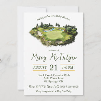 Swing on By, Golf Themed Baby Shower Einladung