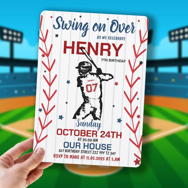 Swing on Over | Baseball-Geburtstagsfeier Einladung (Swing on Over | Baseball Birthday Party Invitation)