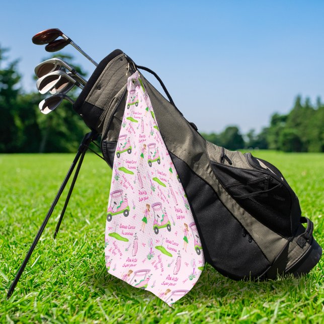 Swing Pink Golfer Breast Cancer Awareness Golfhandtuch (Swing for Hope: Unite on the Green with Our Breast Cancer Awareness Towel!)
