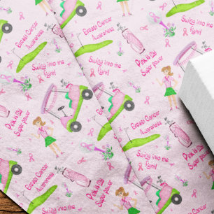 Swing Pink Golfer Brustkrebsbewusstsein Seidenpapier