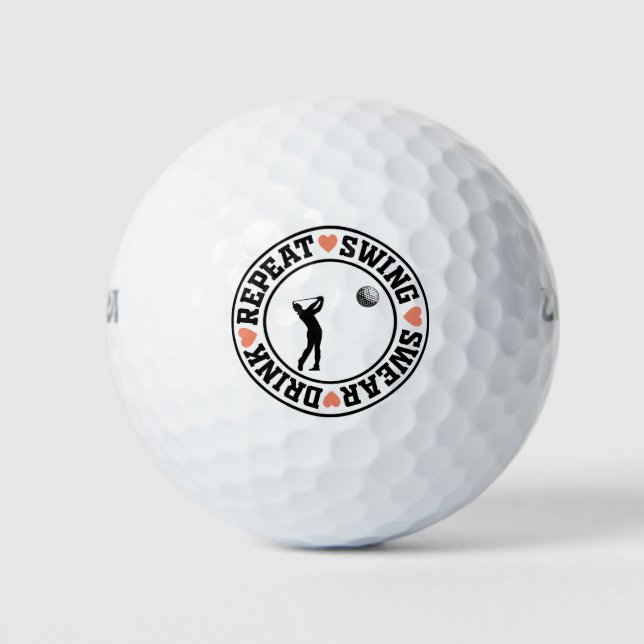 Swing, Schwöre, Trinke, Wiederhole  Golfball (Vorderseite)