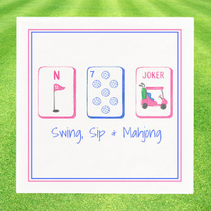 Swing, Sip, Mahjong / Golf-Themen-Mahjong-Party Serviette