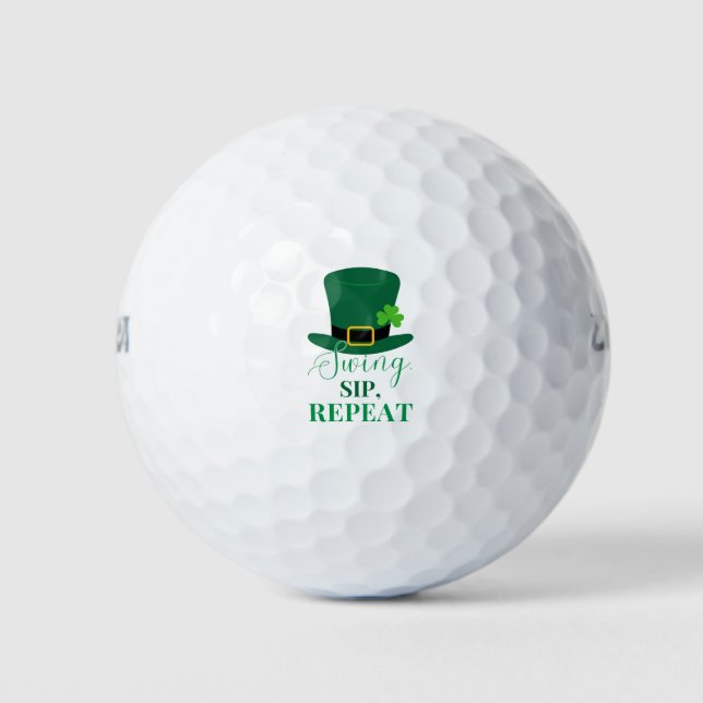 'Swing, Sip, Repeat' St. Patrick's Day-Spaß Heiter Golfball (Vorderseite)