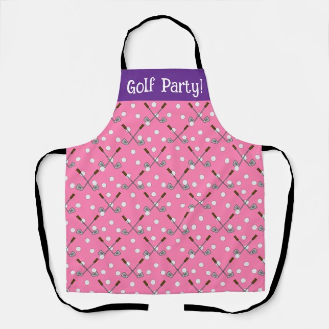 Swing & Sizzle: Pink Custom Golf Party Schürze (Vorderseite)