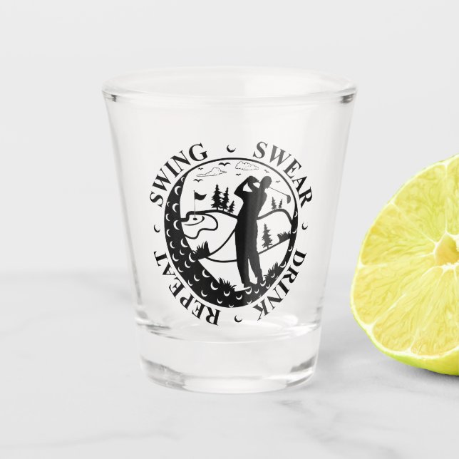 Swing Swear Drink Wiederholen Funny Funny Schnapsglas (Vorderseite)