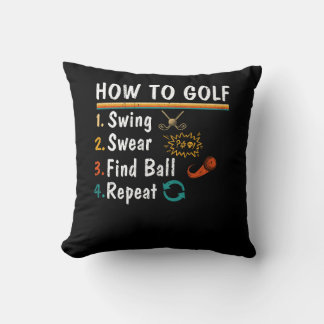 Swing Swear finden Ball Wiederholen Golf Sprichwor Kissen