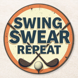 Swing Swear Repeat - Das Motto von Golf Lover Runder Pappuntersetzer