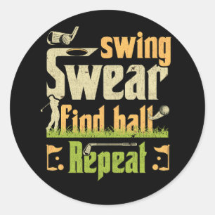 Swing Sweet Finden Ball Repeat Golf Cart Golfer Go Runder Aufkleber