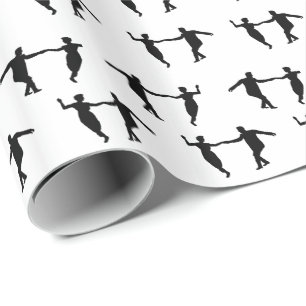 Swing-Tanz-Paar-Silhouetten Geschenkverpackungspap Geschenkpapier