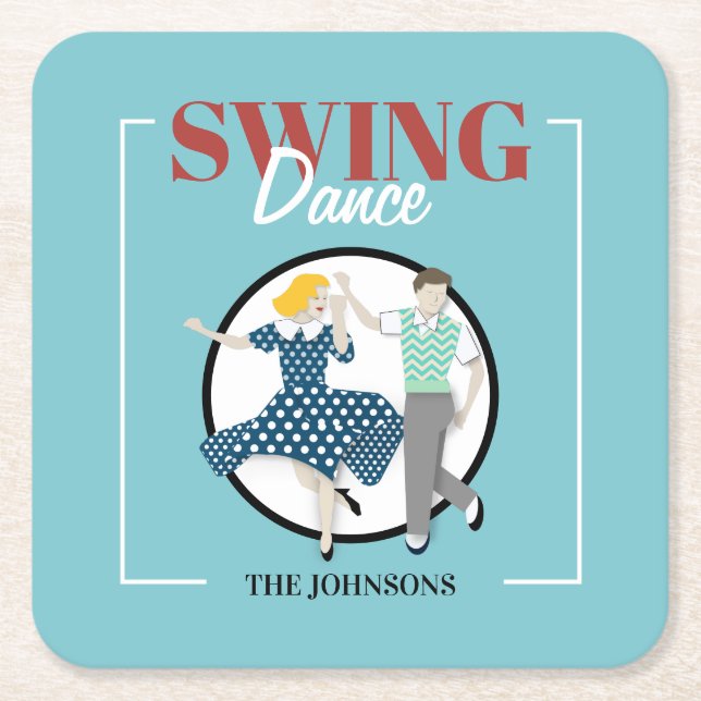Swing-Tanz Rechteckiger Pappuntersetzer (Vorderseite)