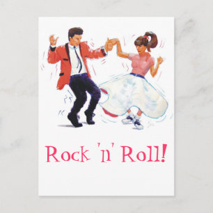 Swing-Tänzer mit Poodle-Rock und Sattelschuhen Postkarte