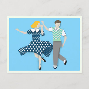Swing-Tanzpaar Postkarte